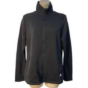Adidas Golf Textured Full-Zip Mock Neck Jacket‎ with Thumbholes Black Size L